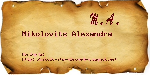 Mikolovits Alexandra névjegykártya